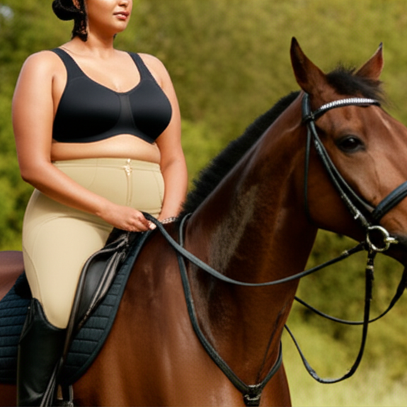 Women on horse wearing the Simone Underwire sports bra on a horse