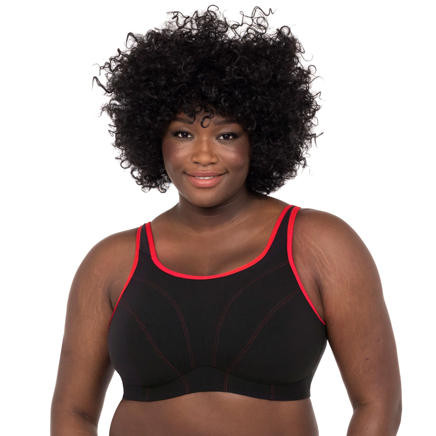 Goddess Women`s Plus-Size Soft Cup Sports Bra, 46DDD, BLACK 