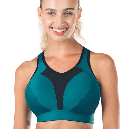 Active women wearing Royce sports bra showing the front high coverage