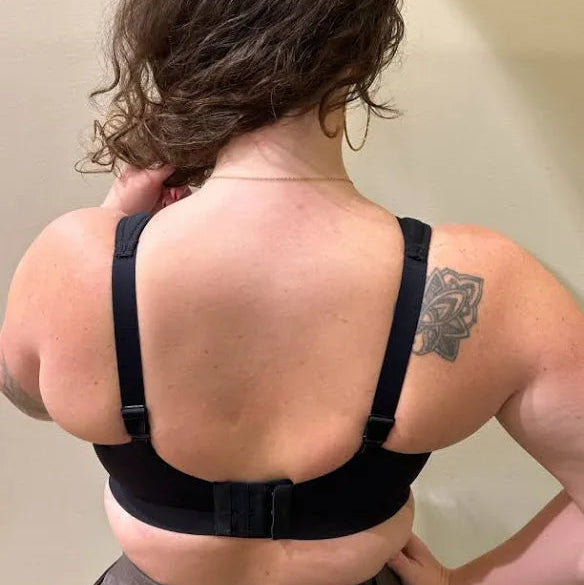 Customer wearing Shock Absorber sports bra showing the back