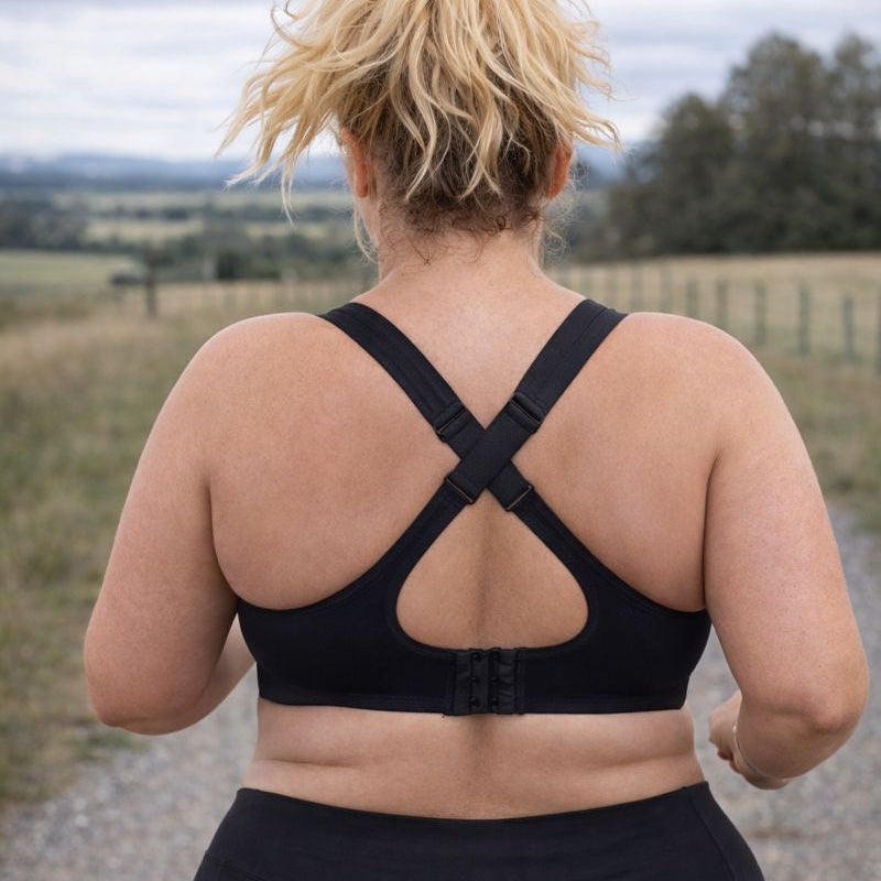 Simone High Impact sports bra with optional racerback straps for extra support when running